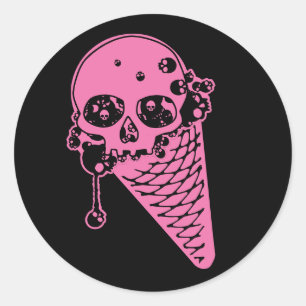 Rosa Evil Ice Creme Runder Aufkleber