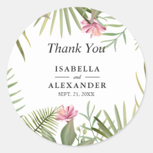 Rosa Exotische Blume Runder Aufkleber