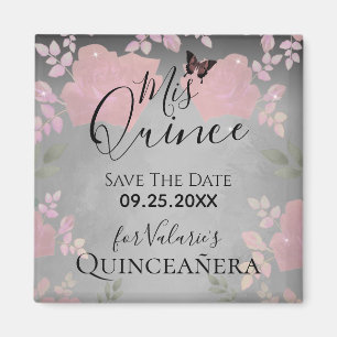 Rosa Extravagante Rose Quinceanera Pink Save the D Magnet