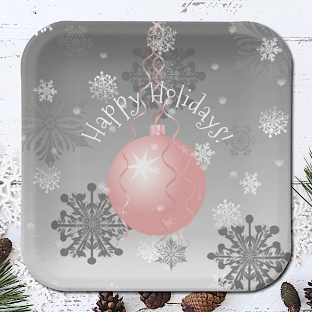 Rosa Extravagante Weihnachtsschmuckplatte Pappteller (Pink Fancy Christmas Ornament Paper Plates)