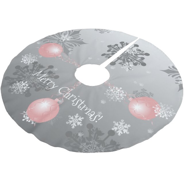 Rosa Extravagantes Weihnachtsschmuckstück Polyester Weihnachtsbaumdecke (Schrägansicht)