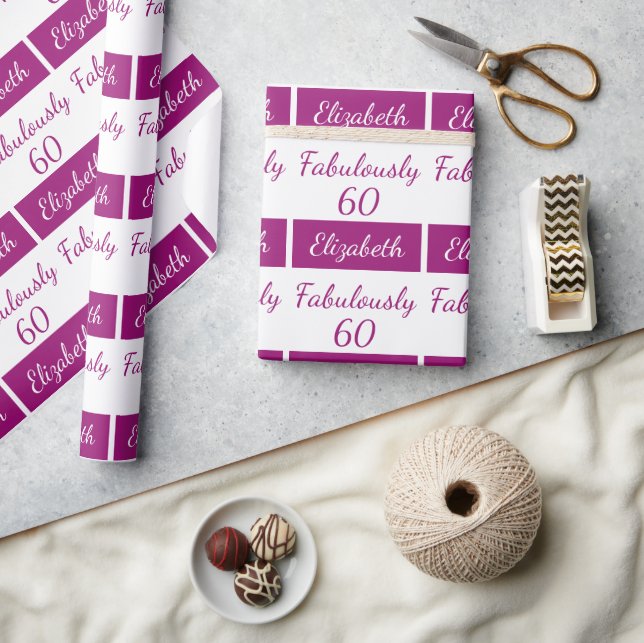 Rosa Fabulous 60 60. Geburtstagswrapping Paper Geschenkpapier (Kunsthandwerk)