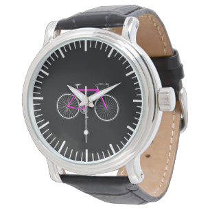 Rosa Fahrrad auf schwarz Armbanduhr
