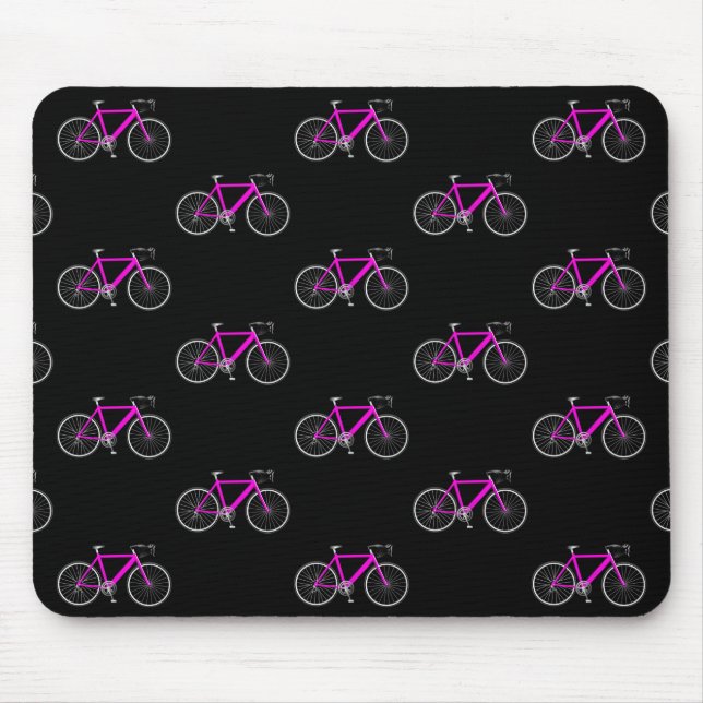 rosa Fahrrad auf schwarz Mousepad (Vorne)