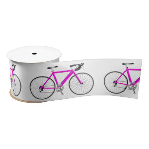 Rosa Fahrrad auf Weiß Satinband