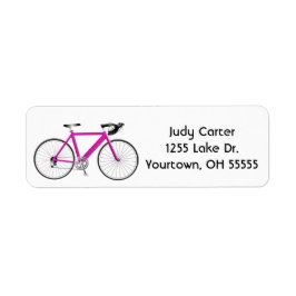 Rosa Fahrrad auf weißem Etikett