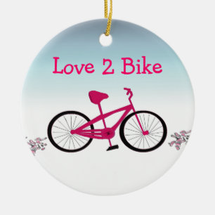 Rosa Fahrrad mit süßer Aufschrift Keramikornament