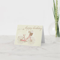 Rosa Fahrrad mit Terrier Happy Birthday Card