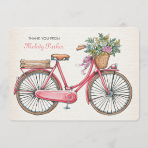 Rosa Fahrrad personalisiertes Notecard Dankeskarte