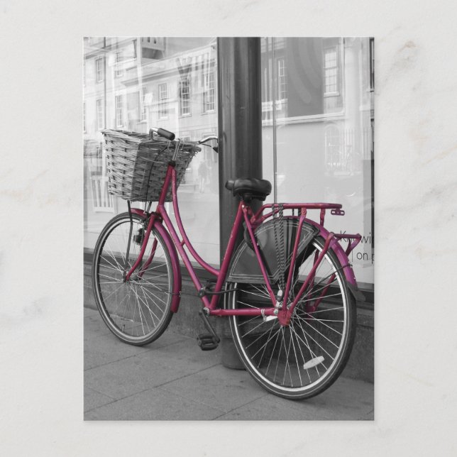 rosa Fahrrad Postkarte (Vorderseite)