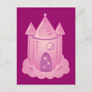 Rosa Fairytale Burg Postkarte
