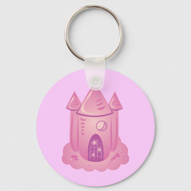 Rosa Fairytale Burg Schlüsselanhänger (Vorderseite)