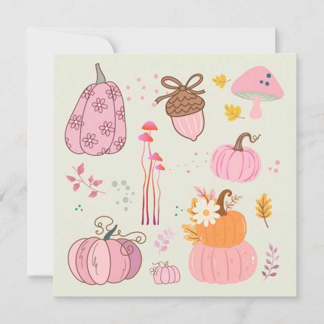 Rosa Fall Geburtstag Feiertagskarte (Vorderseite)