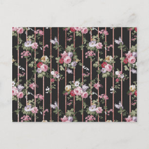 Rosa falsche Roségoldstreifen Vintage-Rosen floral Postkarte