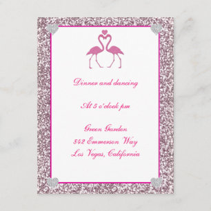 Rosa falscher Glitter Flamingo Hochzeitsempfangska Einladung