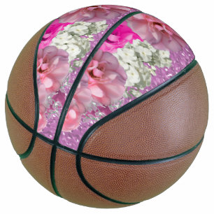 Rosa falscher Glitter und Blumen Basketball