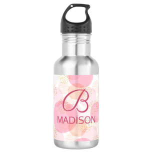 Rosa Falschgold Glitter Monogramm Name Edelstahlflasche