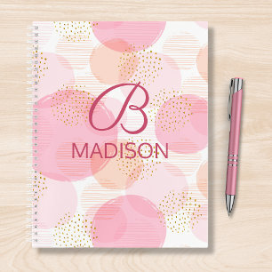 Rosa Falschgold-Glitter-Monogramm-Name Notizbuch
