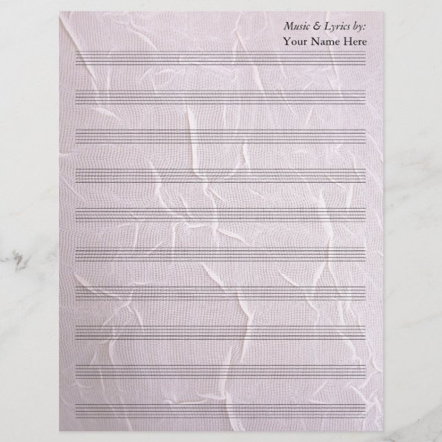 Rosa Falten Fabric Blank Sheet Music 10 Stave (Vorderseite)
