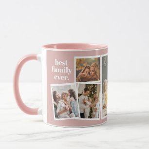 Rosa Familienfoto-Collage - 6 Fotos Tasse
