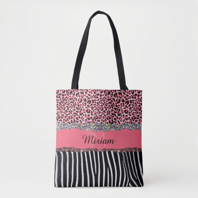 Rosa Fancy Glitter Mädchen Leopardendruck Elegant  (Vorderseite)
