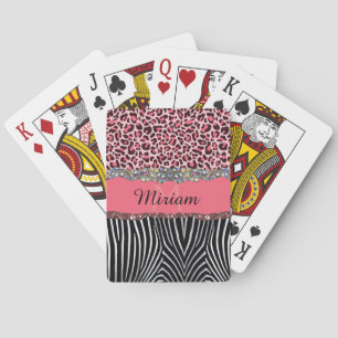 Rosa Fancy Glitter Mädchen Leopardendruck Spielkarten