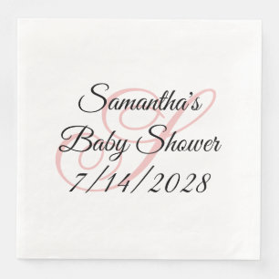 Rosa Fancy Monogramm Babyparty Serviette