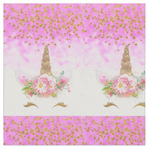 Rosa Fantasie und goldenes Stern-Einhorn Stoff