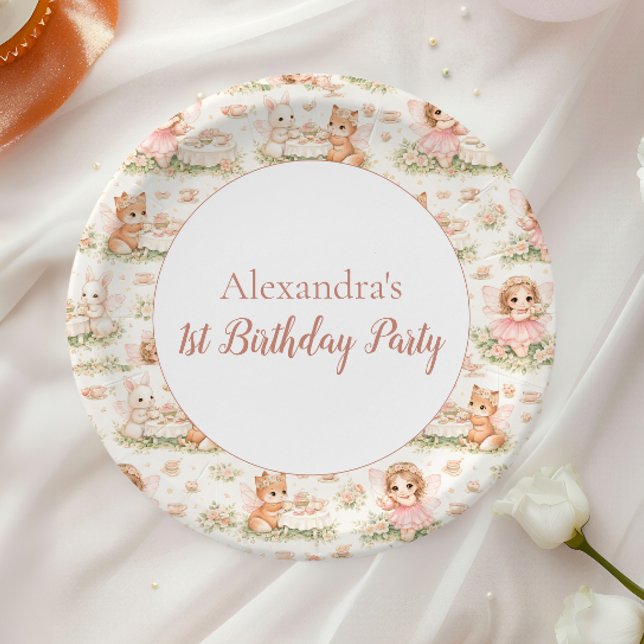 Rosa fantastische Feen-Geburtstag Pappteller (Von Creator hochgeladen)