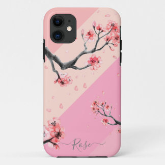 Rosa Farbblock mit Kirschblüte Case-Mate iPhone Hülle