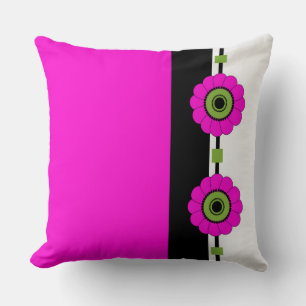 Rosa Farbblock und Floral Kissen