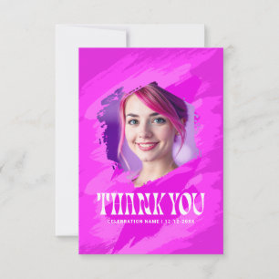 Rosa Farbe Danke Moderne Fotokarten Einladung