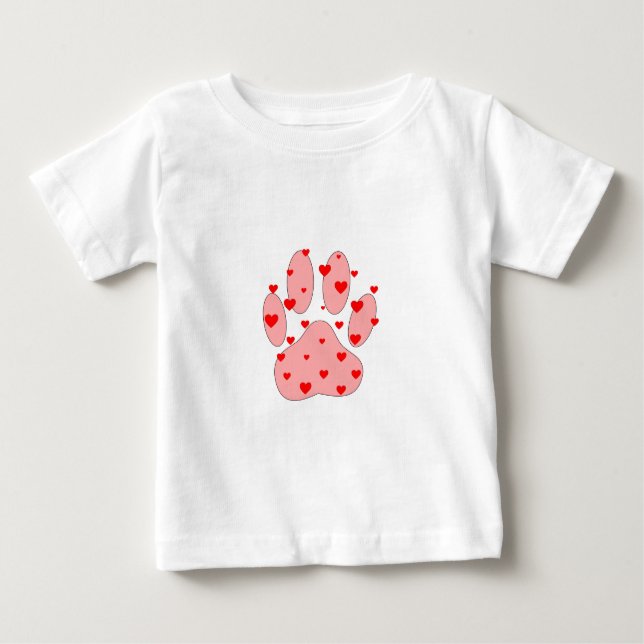 Rosa Farbe Druck mit Herz Baby T-shirt (Vorderseite)