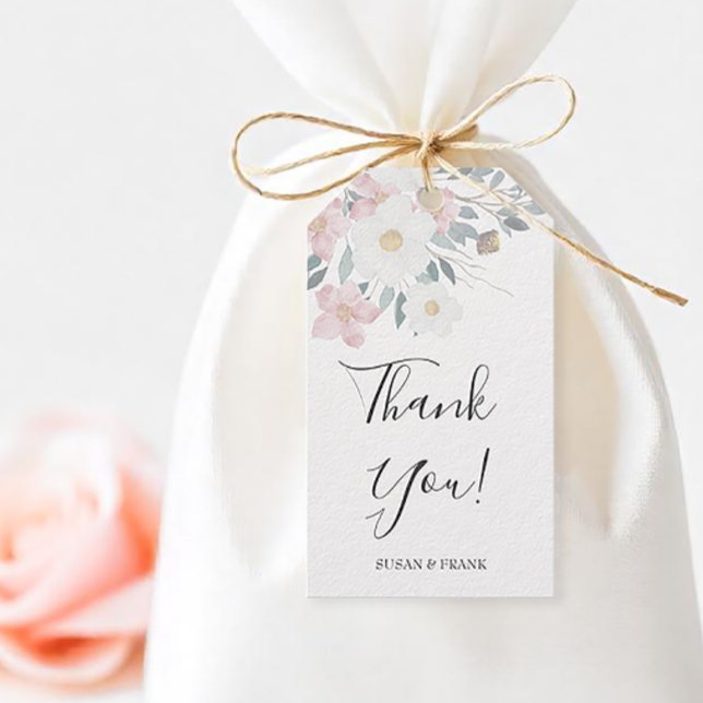Rosa Farbe Geschenkanhänger (Personalized pink floral wedding favor tag)