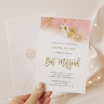 Rosa Farbe | Imitate Gold Bat Mitzvah Einladung<br><div class="desc">Diese trendige Bat Mitzvah Einladung besticht durch ein gürtelrosa Aquarellbild mit modernen,  handgeschriebenen Imitaten,  Imitate Glitzer und einem Star of David.</div>