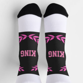 Rosa Farbe King Text gedruckt Frauen Männer Super Socken