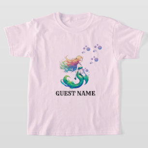 Rosa Farbe Mermaid Birthday Theme Gastname T-Shirt