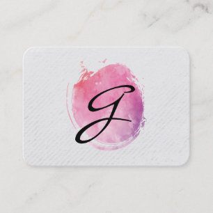 Rosa Farbe Monogramm Streifen und Textur Visitenkarte