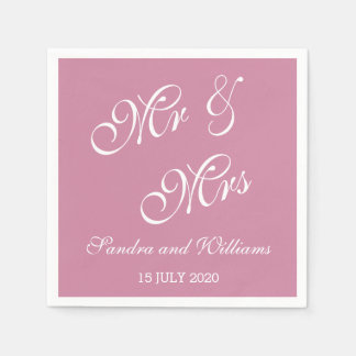 Rosa Farbe Mr. und Mrs. Wedding Serviette