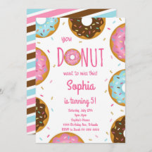 Rosa Farbe Sprinkle Donuts Geburtstag einladen
