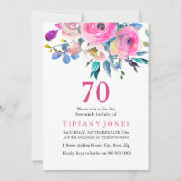 Rosa Farbe tropische Flora 70. Geburtstag Einladun