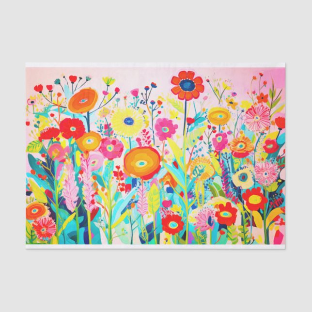 Rosa Farben Blume Abstrakte Malerei Dekoupage Seidenpapier (Vorderseite)