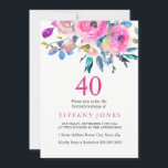 Rosa farbenfrohe Blüte 40. Geburtstag Party Einlad Einladung<br><div class="desc">Rosa farbenfrohe Blüte 40. Geburtstag Party Einladen In unserem Shop finden Sie Hübsche Elegante Design für Ihren besondere Anlass</div>