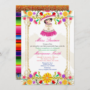 Rosa farbenfrohe mexikanische Blumenkatze  Einladung