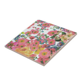 Rosa farbige botanische Blume der Flora Fliese