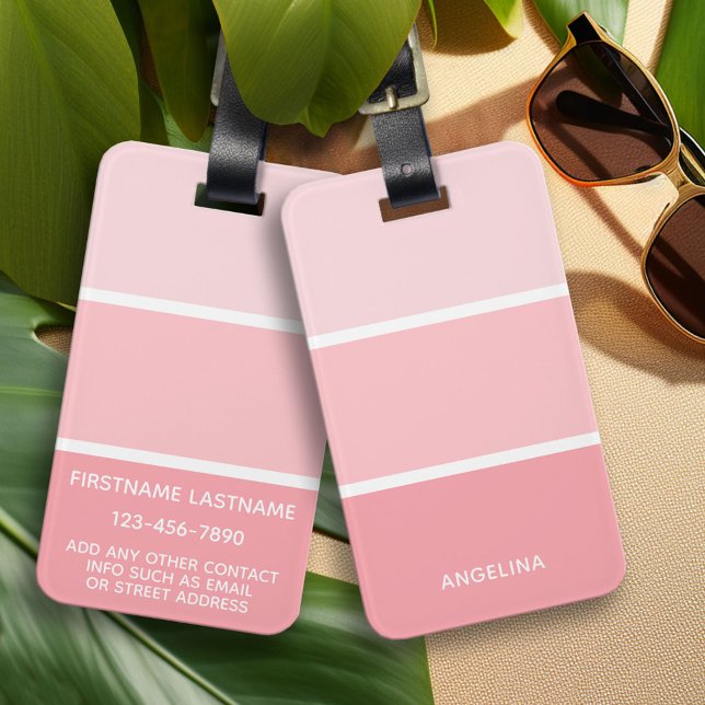 Rosa Farbige Paint Chips mit Individuelle Name Gepäckanhänger (Custom Luggage Tag)