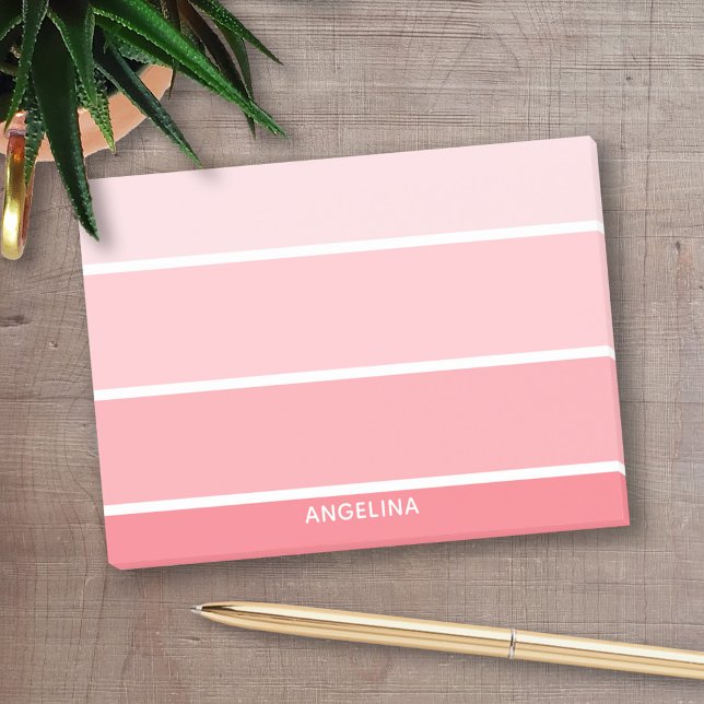 Rosa Farbige Paint Chips mit Individuelle Name Post-it Klebezettel (Personalized Post-It Notes - add you name or other text)