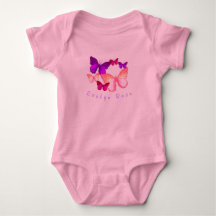 Rosa farbige Schmetterlinge Baby Bodysuit
