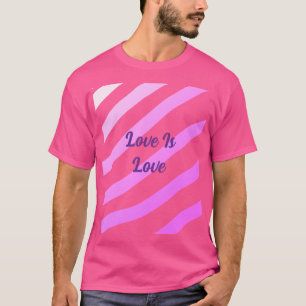 Rosa farbige Streifen Pastellfarben Liebe ist Lieb T-Shirt