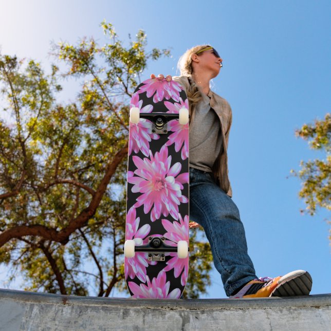 Rosa Farbmuster, rosa Blume Skateboard (Außenbereich 1)